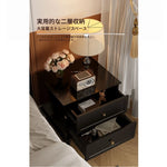 モダンでスタイリッシュなナイトテーブル - 便利な2段引き出し付き、ブラック多層板仕上げ fcr-4816