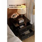 モダンでスタイリッシュなナイトテーブル - 便利な2段引き出し付き、ブラック多層板仕上げ fcr-4816