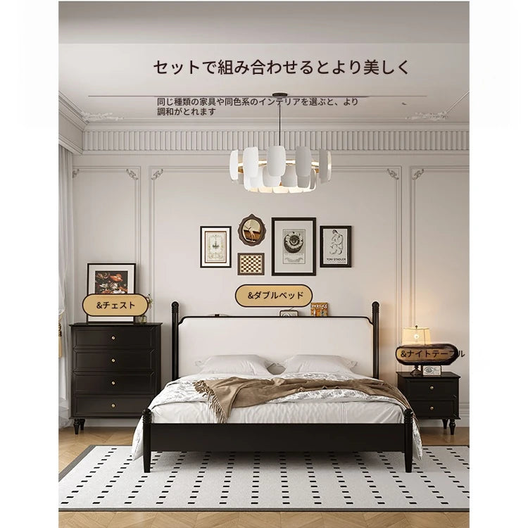 モダンでスタイリッシュなナイトテーブル - 便利な2段引き出し付き、ブラック多層板仕上げ fcr-4816