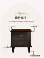 モダンでスタイリッシュなナイトテーブル - 便利な2段引き出し付き、ブラック多層板仕上げ fcr-4816