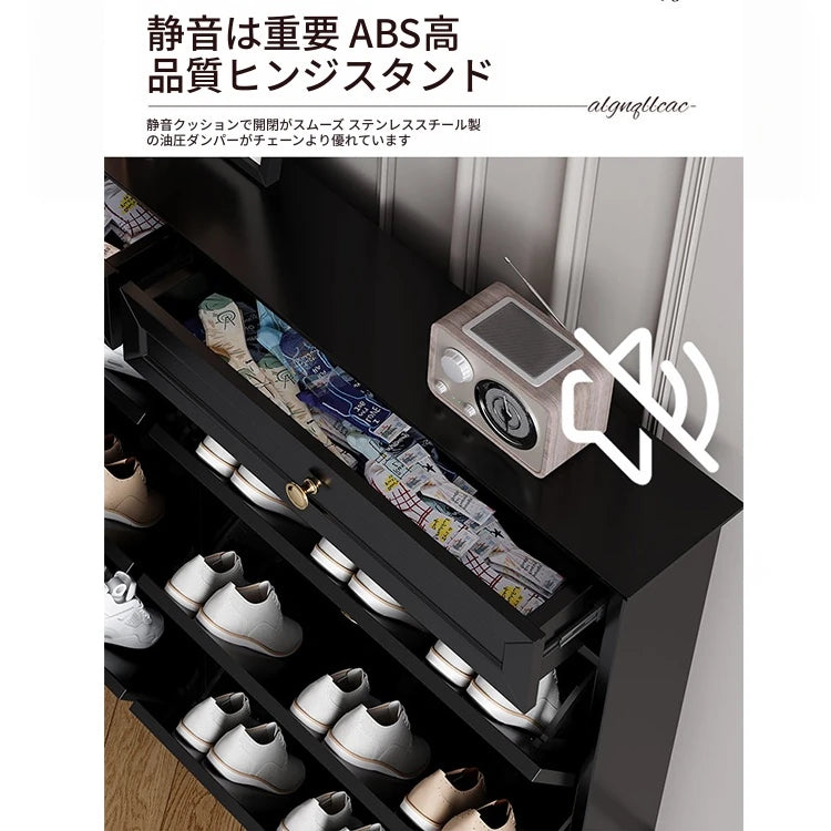 スタイリッシュなブラックキャビネット - 多層板製、収納力抜群でエレガントなデザイン! fcr-4817