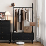 モダンデザインの多層板ラック・収納付きハンガーシェルフ | シンプルな衣類収納とスタイリッシュなディスプレイ用 fcr-4818