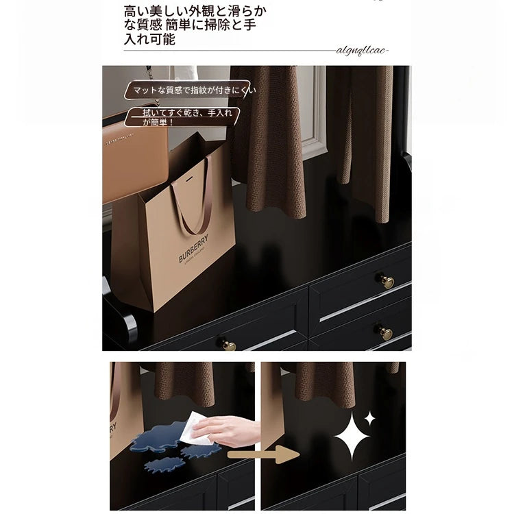 モダンデザインの多層板ラック・収納付きハンガーシェルフ | シンプルな衣類収納とスタイリッシュなディスプレイ用 fcr-4818