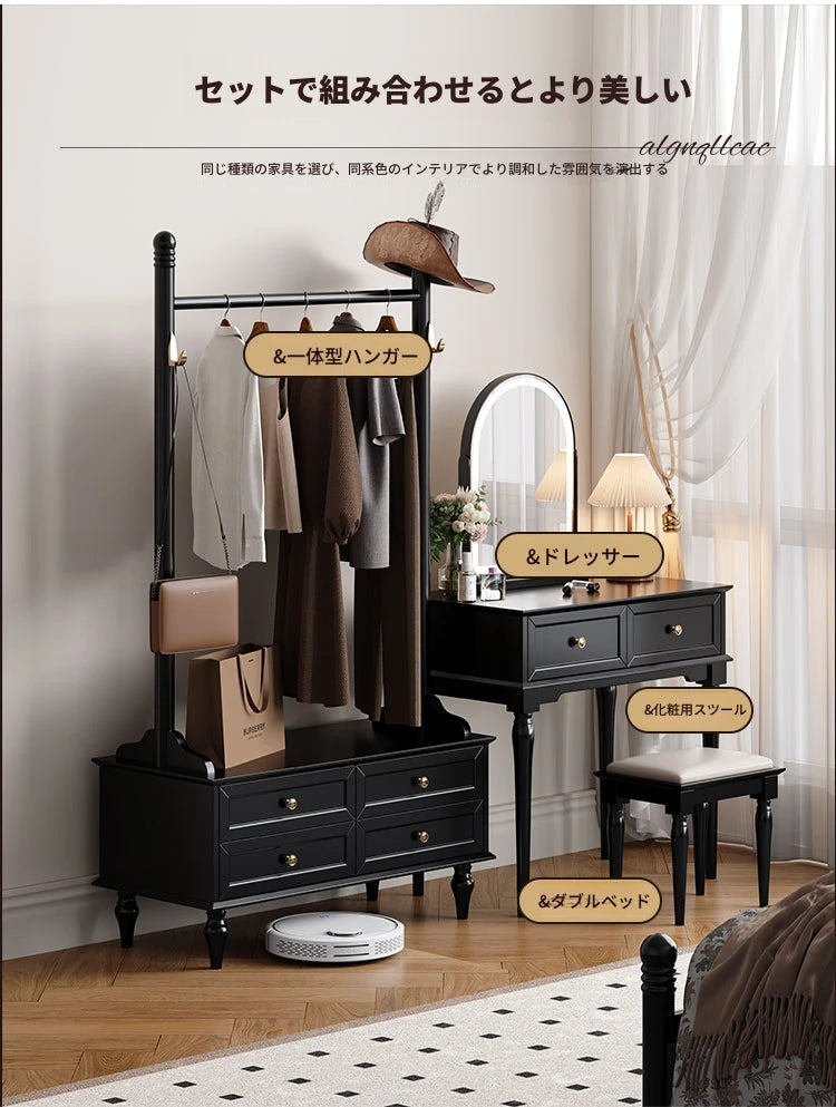 モダンデザインの多層板ラック・収納付きハンガーシェルフ | シンプルな衣類収納とスタイリッシュなディスプレイ用 fcr-4818