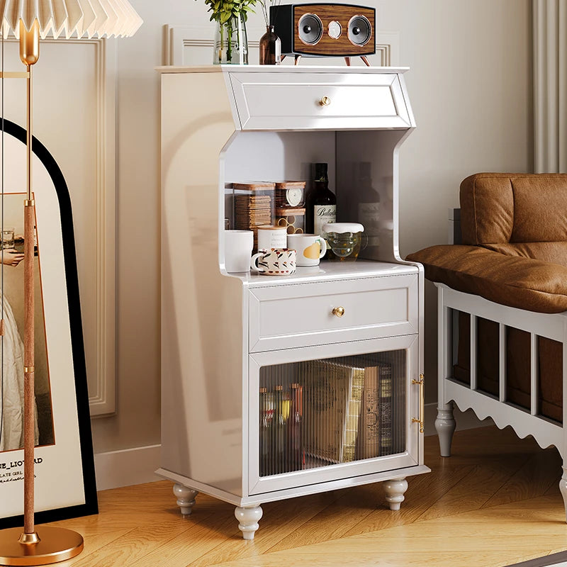 スタイリッシュ多層板キャビネット - こだわりのガラス扉付き収納家具、リビングや寝室に最適! fcr-4820