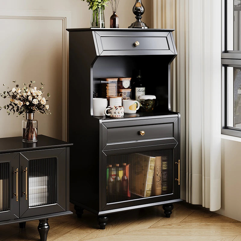 スタイリッシュ多層板キャビネット - こだわりのガラス扉付き収納家具、リビングや寝室に最適! fcr-4820