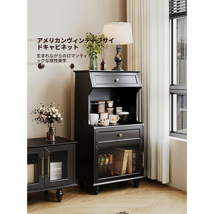 スタイリッシュ多層板キャビネット - こだわりのガラス扉付き収納家具、リビングや寝室に最適! fcr-4820