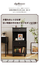 スタイリッシュ多層板キャビネット - こだわりのガラス扉付き収納家具、リビングや寝室に最適! fcr-4820