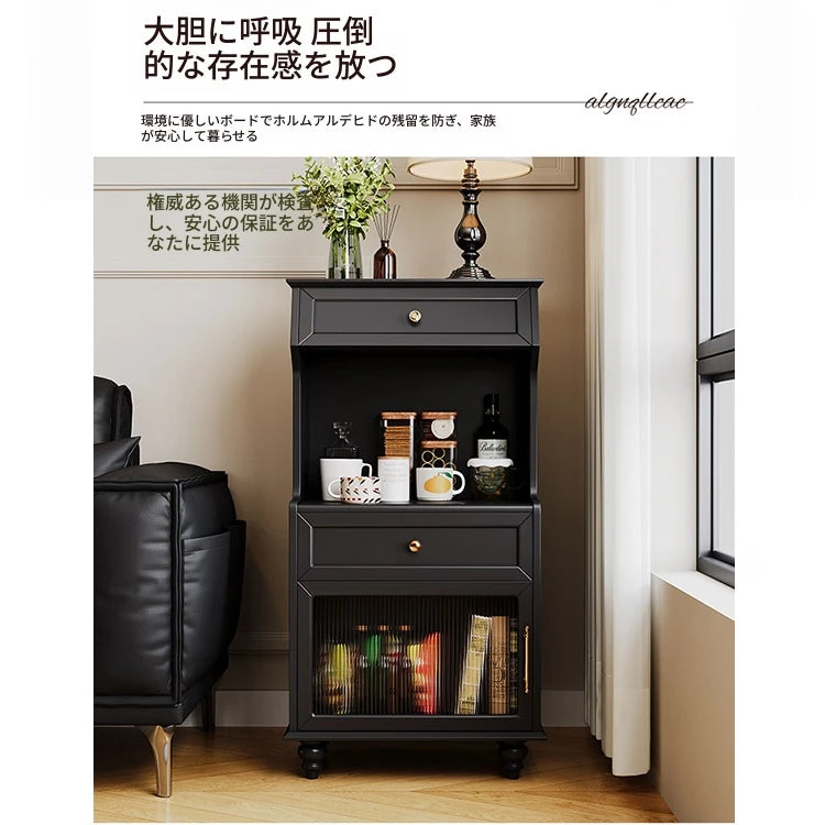 スタイリッシュ多層板キャビネット - こだわりのガラス扉付き収納家具、リビングや寝室に最適! fcr-4820