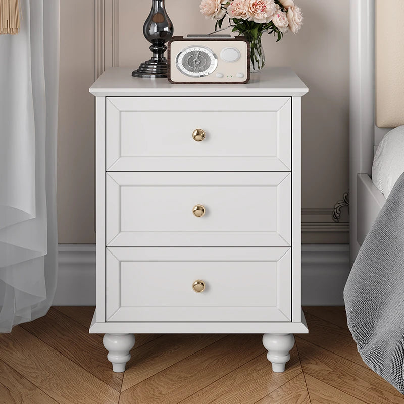 シンプルモダンなナイトテーブル - 多層板製・3段引き出し付き・エレガントな黒色デザイン fcr-4821