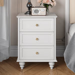 シンプルモダンなナイトテーブル - 多層板製・3段引き出し付き・エレガントな黒色デザイン fcr-4821