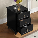 シンプルモダンなナイトテーブル - 多層板製・3段引き出し付き・エレガントな黒色デザイン fcr-4821