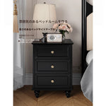 シンプルモダンなナイトテーブル - 多層板製・3段引き出し付き・エレガントな黒色デザイン fcr-4821