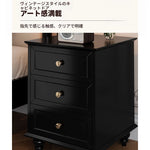 シンプルモダンなナイトテーブル - 多層板製・3段引き出し付き・エレガントな黒色デザイン fcr-4821