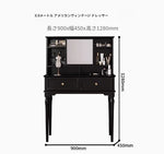 エレガントな黒の化粧台|多層板&ガラス製|収納力抜群のメイクアップデスク fcr-4824