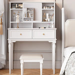 エレガントな黒の化粧台|多層板&ガラス製|収納力抜群のメイクアップデスク fcr-4824