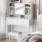 エレガントな黒の化粧台|多層板&ガラス製|収納力抜群のメイクアップデスク fcr-4824