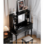 エレガントな黒の化粧台|多層板&ガラス製|収納力抜群のメイクアップデスク fcr-4824