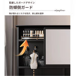 エレガントな黒の化粧台|多層板&ガラス製|収納力抜群のメイクアップデスク fcr-4824