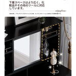 エレガントな黒の化粧台|多層板&ガラス製|収納力抜群のメイクアップデスク fcr-4824