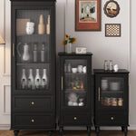 高級キャビネット 多層板ガラス収納棚 おしゃれなモダンデザイン 2段引き出し付き インテリア家具 fcr-4827