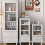 高級キャビネット 多層板ガラス収納棚 おしゃれなモダンデザイン 2段引き出し付き インテリア家具 fcr-4827