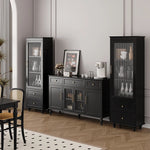 高級キャビネット 多層板ガラス収納棚 おしゃれなモダンデザイン 2段引き出し付き インテリア家具 fcr-4827