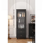 高級キャビネット 多層板ガラス収納棚 おしゃれなモダンデザイン 2段引き出し付き インテリア家具 fcr-4827