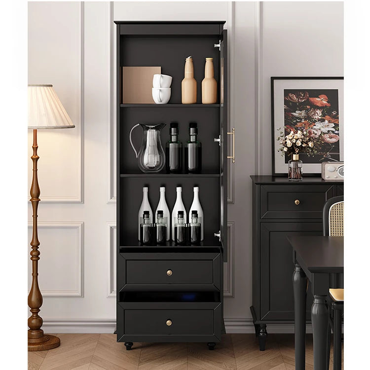 高級キャビネット 多層板ガラス収納棚 おしゃれなモダンデザイン 2段引き出し付き インテリア家具 fcr-4827