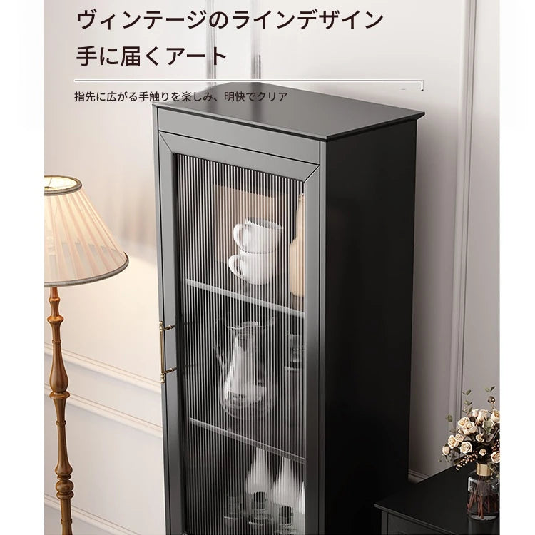 高級キャビネット 多層板ガラス収納棚 おしゃれなモダンデザイン 2段引き出し付き インテリア家具 fcr-4827