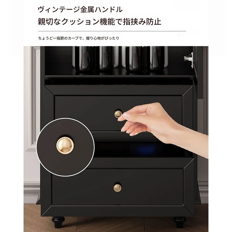 高級キャビネット 多層板ガラス収納棚 おしゃれなモダンデザイン 2段引き出し付き インテリア家具 fcr-4827