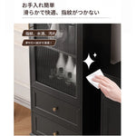 高級キャビネット 多層板ガラス収納棚 おしゃれなモダンデザイン 2段引き出し付き インテリア家具 fcr-4827