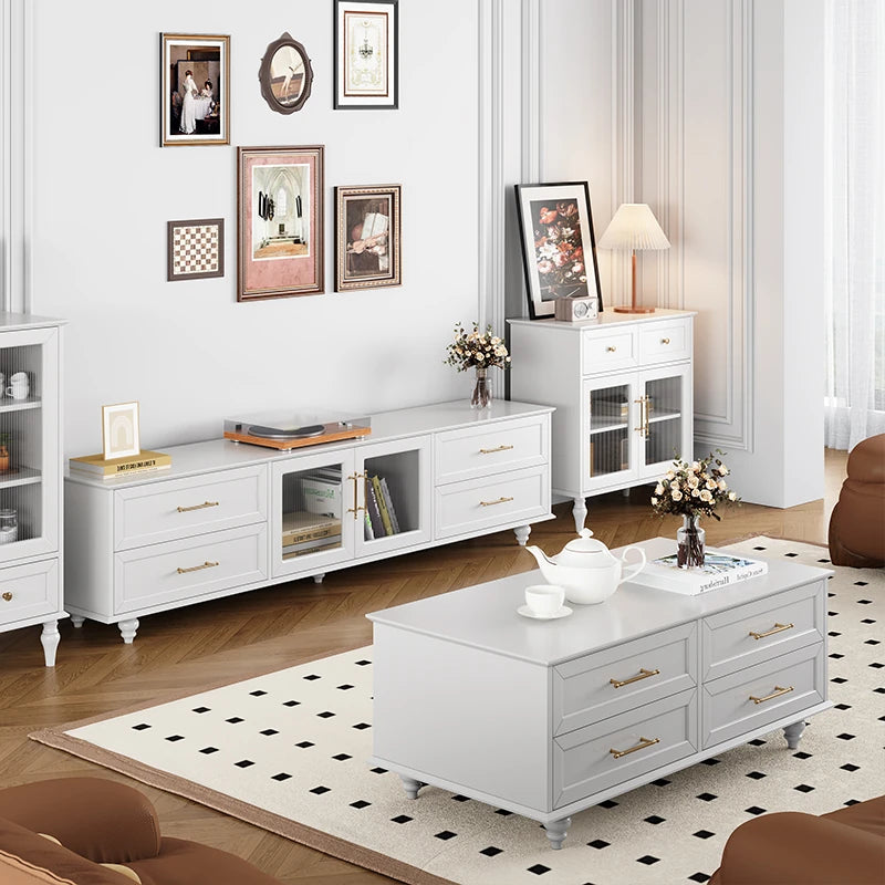 オシャレな多層板製テレビ台|ガラス扉付き収納付きリビング用黒色キャビネット fcr-4828