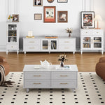 オシャレな多層板製テレビ台|ガラス扉付き収納付きリビング用黒色キャビネット fcr-4828