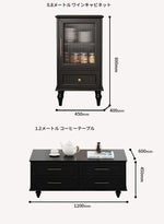 オシャレな多層板製テレビ台|ガラス扉付き収納付きリビング用黒色キャビネット fcr-4828