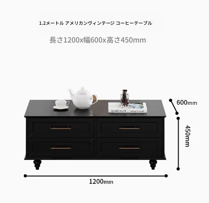 モダンデザイン センターテーブル 多層板製 クラシックブラック おしゃれ収納付き リビングルームに最適 fcr-4829