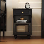 モダンデザイン ナイトテーブル 多層板&ガラス製 アウトレット特価 収納付き 寝室・リビングに最適 fcr-4830