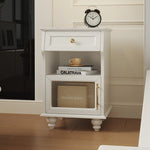 モダンデザイン ナイトテーブル 多層板&ガラス製 アウトレット特価 収納付き 寝室・リビングに最適 fcr-4830