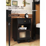 モダンデザイン ナイトテーブル 多層板&ガラス製 アウトレット特価 収納付き 寝室・リビングに最適 fcr-4830