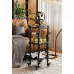 ブラックセンターテーブル - 多層板製、キャスター付き、クラシックデザインでおしゃれなリビングに最適! fcr-4831