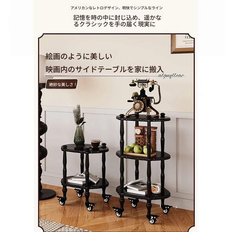 ブラックセンターテーブル - 多層板製、キャスター付き、クラシックデザインでおしゃれなリビングに最適! fcr-4831