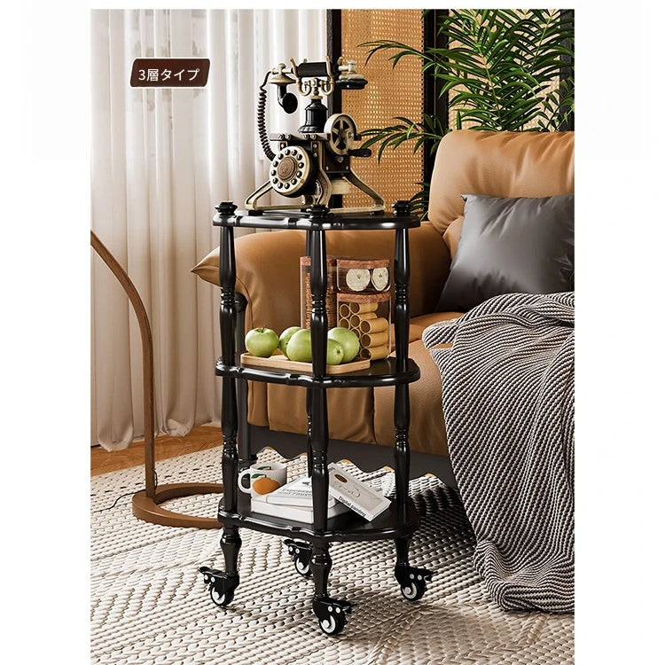 ブラックセンターテーブル - 多層板製、キャスター付き、クラシックデザインでおしゃれなリビングに最適! fcr-4831