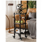 ブラックセンターテーブル - 多層板製、キャスター付き、クラシックデザインでおしゃれなリビングに最適! fcr-4831