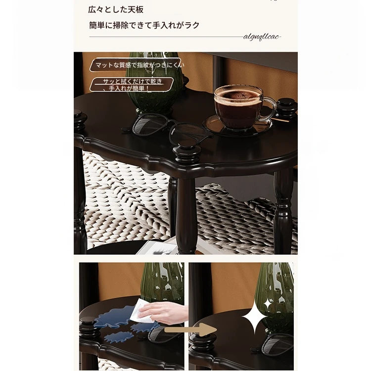 ブラックセンターテーブル - 多層板製、キャスター付き、クラシックデザインでおしゃれなリビングに最適! fcr-4831