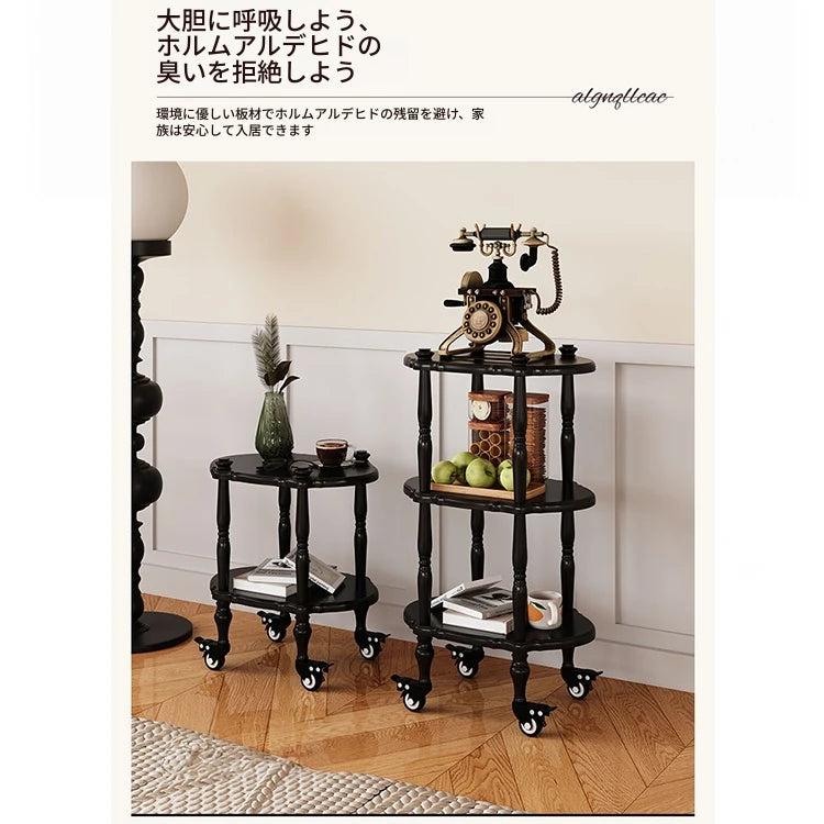 ブラックセンターテーブル - 多層板製、キャスター付き、クラシックデザインでおしゃれなリビングに最適! fcr-4831