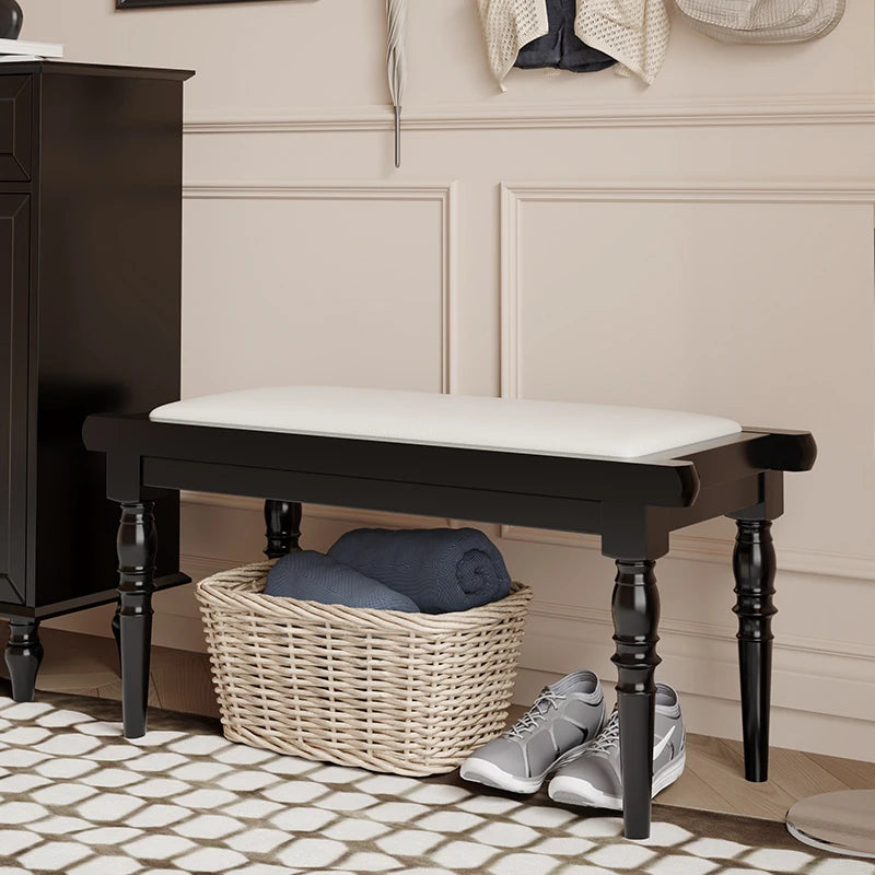スタイリッシュPUレザー製スツール | おしゃれな収納付きベンチ | モダンインテリアに最適 | ブラック & ホワイト fcr-4832