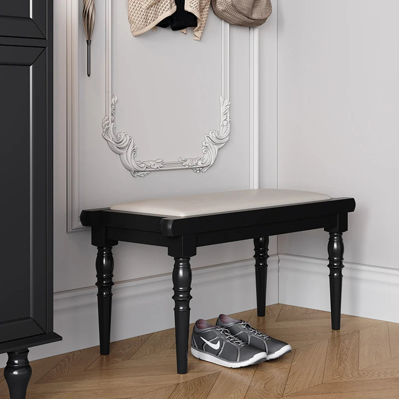 スタイリッシュPUレザー製スツール | おしゃれな収納付きベンチ | モダンインテリアに最適 | ブラック & ホワイト fcr-4832