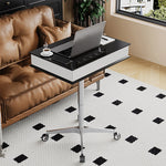 センターテーブル 多層板&アルミニウム合金製 折りたたみ機能付き モダンデザイン 移動便利なキャスター付き fcr-4834