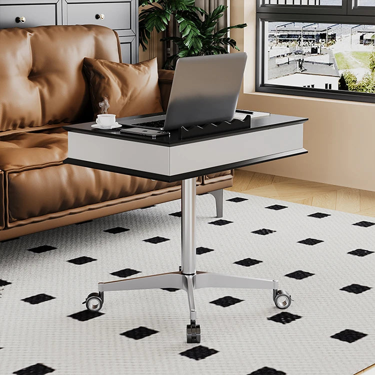 センターテーブル 多層板&アルミニウム合金製 折りたたみ機能付き モダンデザイン 移動便利なキャスター付き fcr-4834