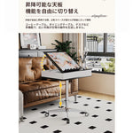 センターテーブル 多層板&アルミニウム合金製 折りたたみ機能付き モダンデザイン 移動便利なキャスター付き fcr-4834